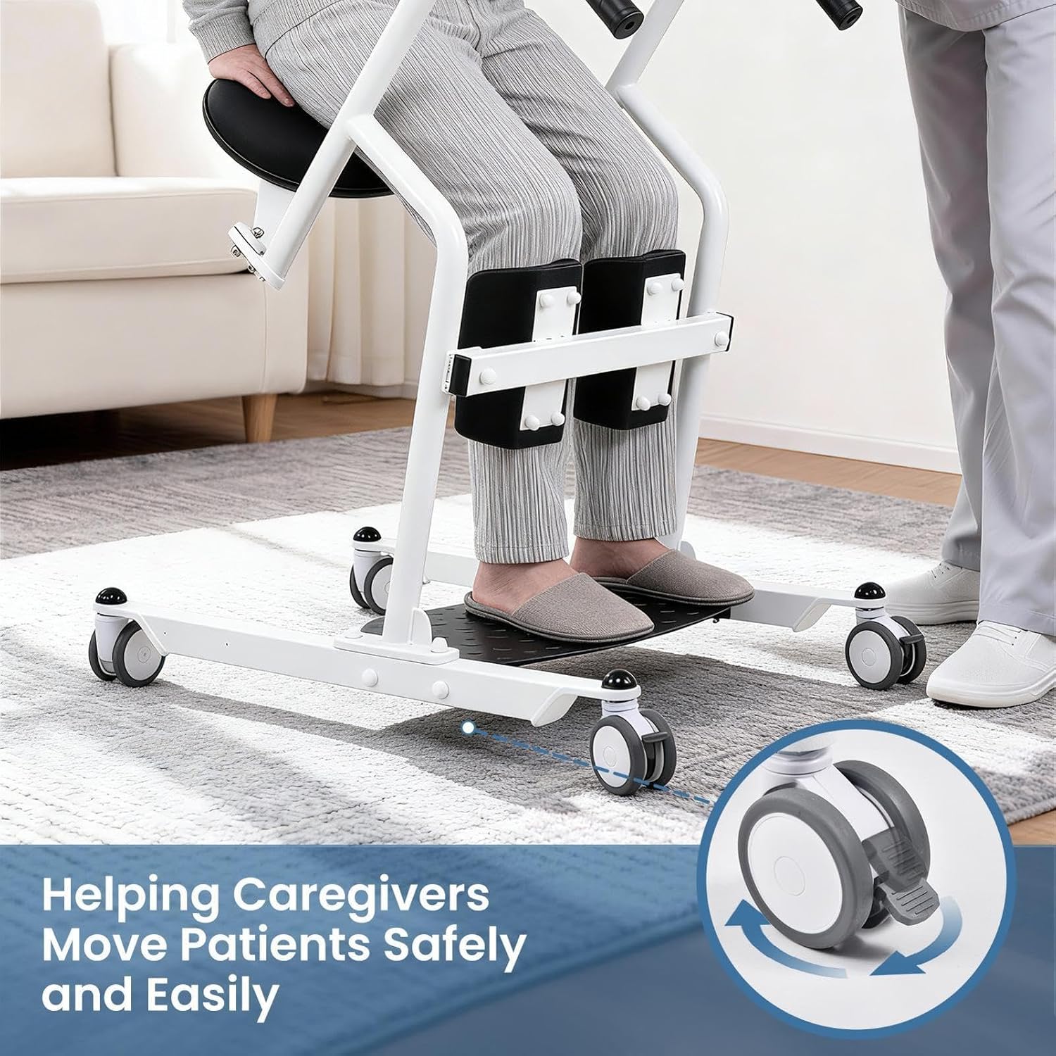 Sit to Stand Lift for Elderly Patient Lift Chair Transport Unit with Wheels Standing Transfer Device for Home Care Disability Aid Product for Adults