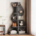 Tribesigns Wavy Corner Shelf Set of 2, Modern 5-Tier Bookshelf Etagere Bookcase with Curvy Shape, Unique Plant Stand Display Shelf for Living Room Small Space (Gray)