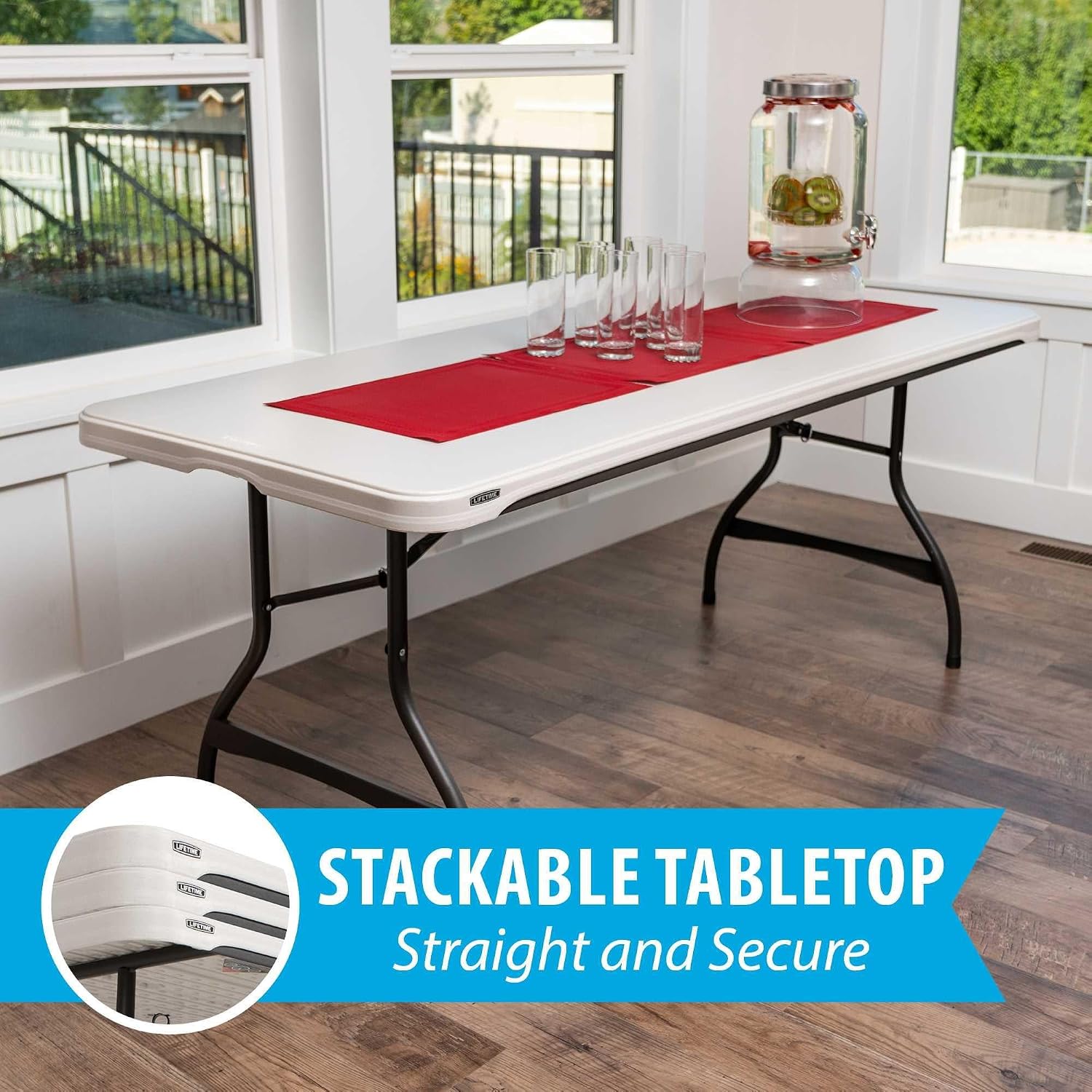 Lifetime 6-Foot Nesting Folding Table, Commercial, Almond