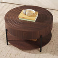 RARZOE 30.5' Round Coffee Table with Storage, Wooden Circle Coffee Table with Drawer, Storage Shelf, Metal Legs，Small Dining Table Accent Center Table for Living Room Home Office Apartment,Dark Brown