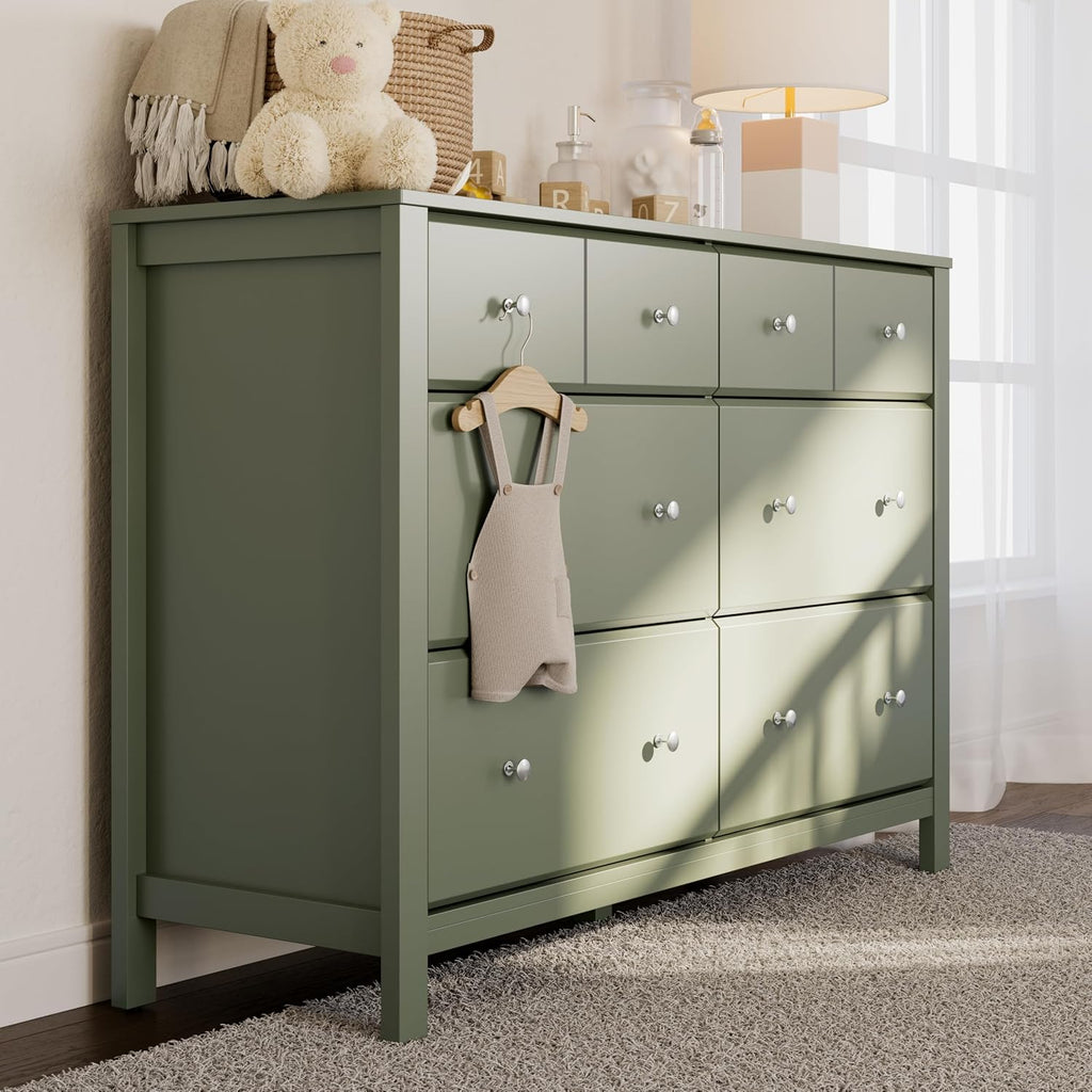 Storkcraft Horizon 6 Drawer Dresser (Olive) – GREENGUARD Gold Certified Dresser for Nursery & Kids' Room, Modern Storage with Interlocking Drawer System
