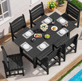 SERWALL Patio Dining Sets for 6 Person, HDPE Dining Set with 6 Armless Chairs, Black