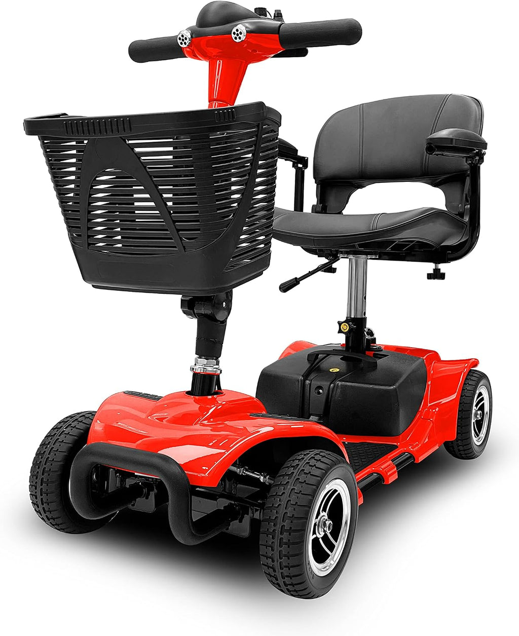 4-Wheel Mobility Scooter - Portable Folding Mobility Scooters for Adults - 12V12AH Battery Power Electric Mobility Scooters for Seniors, Adults, Handicapped, Elderly (Red)