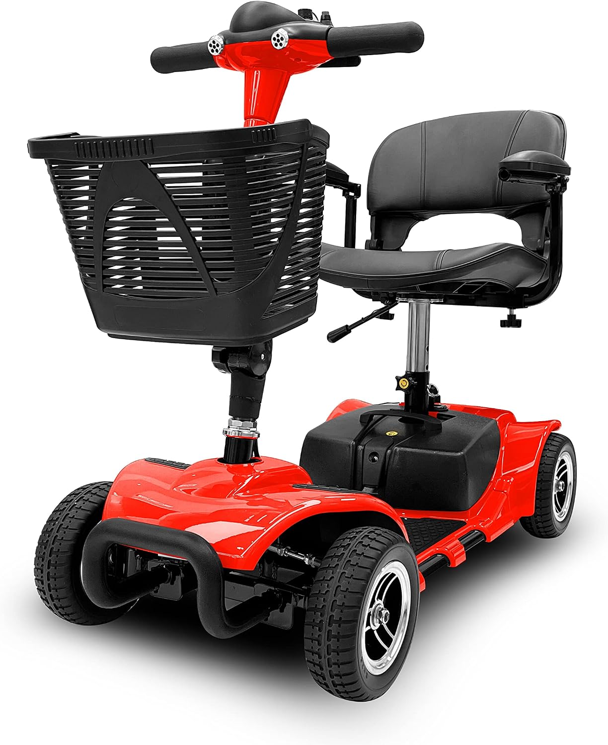 4-Wheel Mobility Scooter - Portable Folding Mobility Scooters for Adults - 12V12AH Battery Power Electric Mobility Scooters for Seniors, Adults, Handicapped, Elderly (Red)