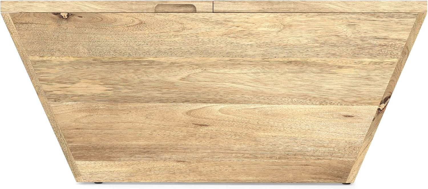 SIMPLIHOME Abba 36-inch Wide Solid Mango Modern Lift Top Square Coffee Table with Dual Lift Panels and 2 Storage Compartments in Natural for Living Room