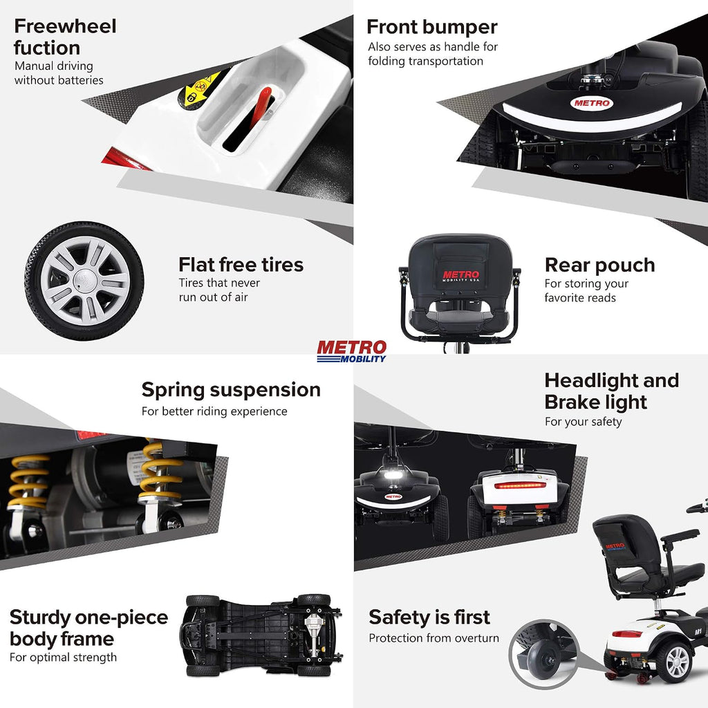 Folding Mobility Scooter for Seniors 4 Wheel Scooter for Adults Electric Medical Scooter Compact for Travel - Electric Powered Wheelchair Device - Compact Heavy Duty Mobile(M1 White)