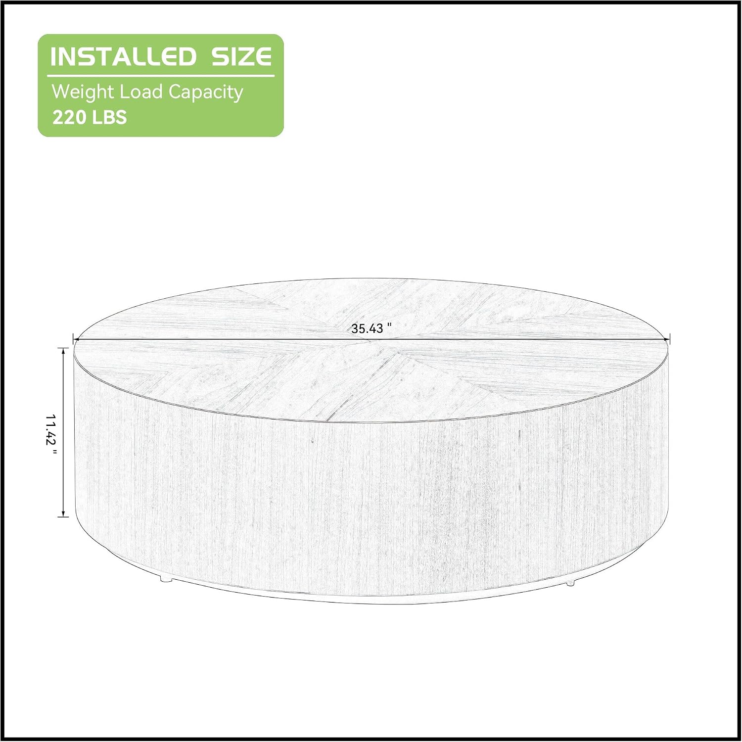 JUSTONE Round Coffee Tables for Living Room,Modern Minimalist Side Tables Accent End Table MDF Drum Center Table for Apartment,Office,Ø35.43'' x 12' H,Black