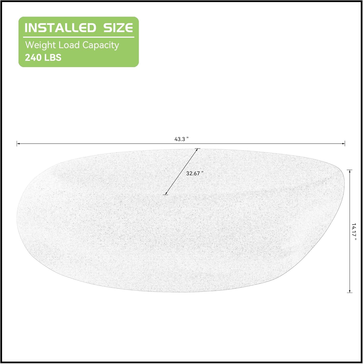 JUSTONE 43.31' Oval Coffee Table for Living Room,Curved Fiberglass Matte Center Table, Elliptical Accent Sofa Table for Apartment Office, No Assembly Required, Black
