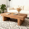 SSLine Solid Wood Coffee Table 47.6-Inch Rectangular Coffee Table for Living Room,Farmhouse Rustic Center Tables with Thicken Top and Sturdy Legs,Walnut