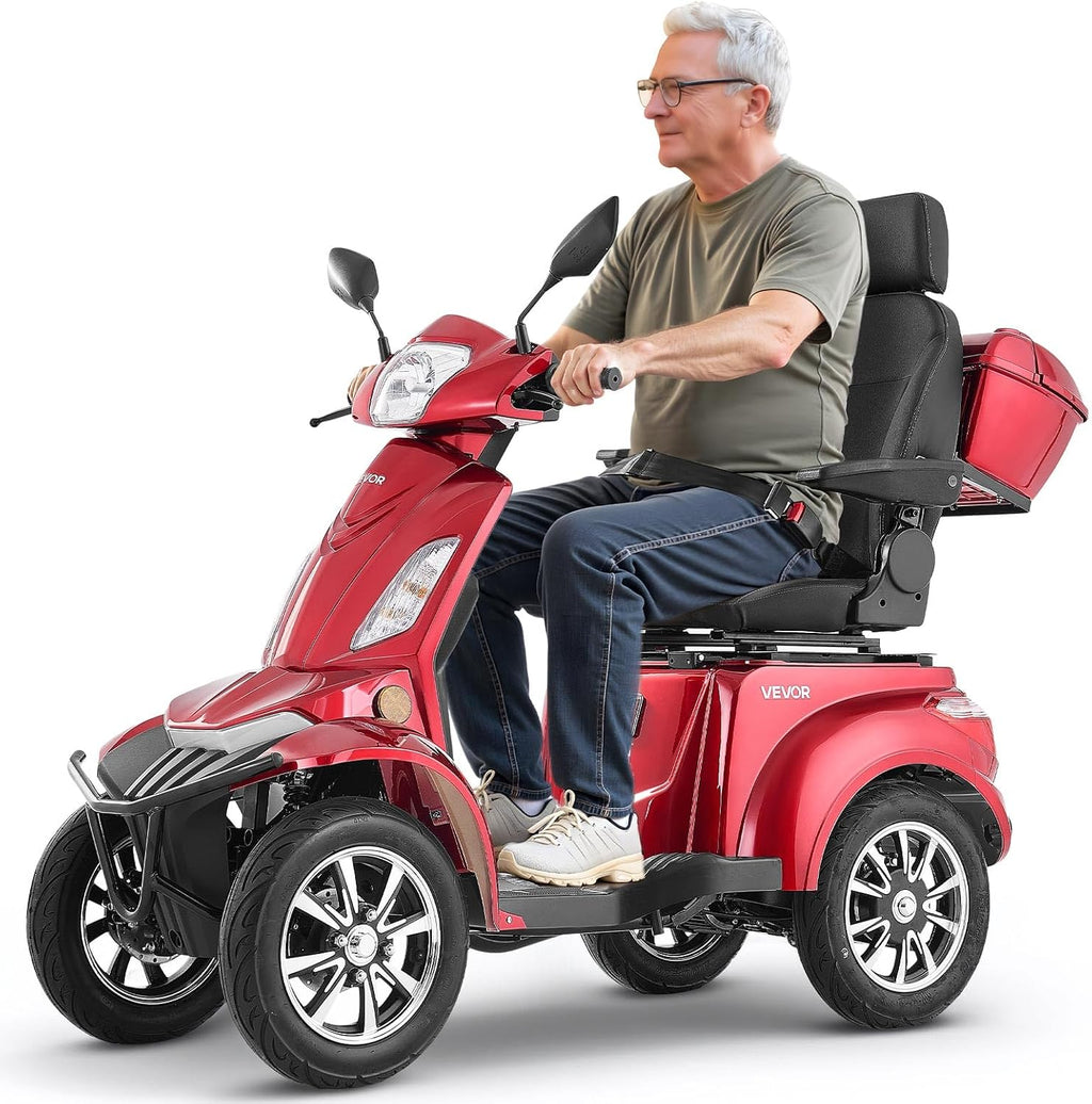 VEVOR Heavy Duty 4-Wheel Mobility Scooter, Powerful 1000W Brushless Motor, 500 lbs Capacity, 21.5 Miles Long Range, All Terrain Mobility Scooter with Lockable Trunk for Seniors & Adults