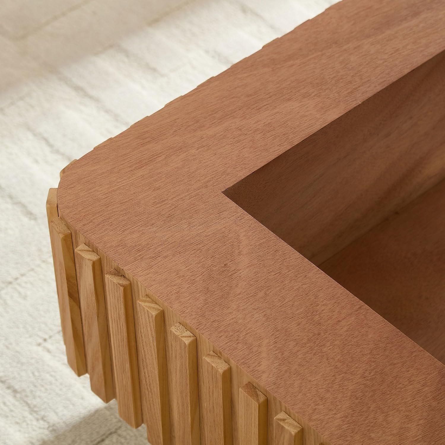 Lift top Coffee Table Square for Living Room Storage Coffee Table with Lifting Top Smart Fluted Coffee Tables Modern Larger Center Tables for Apartment 35.43'' Natural Wood