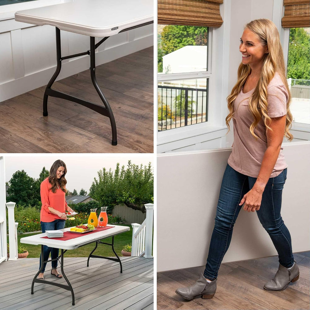 Lifetime 6-Foot Nesting Folding Table, Commercial, Almond