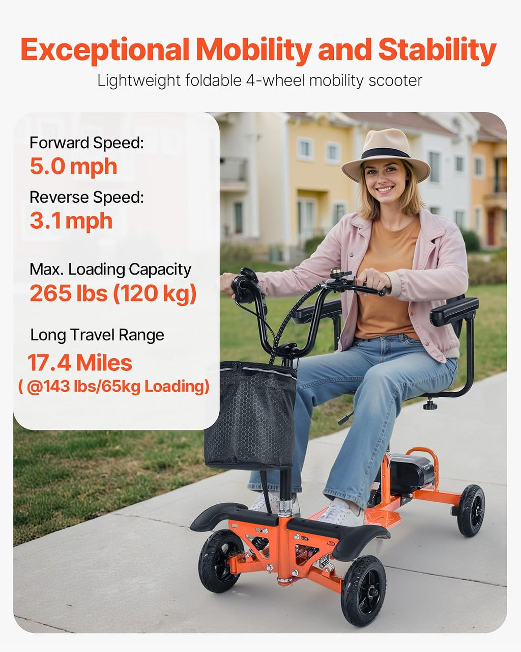 VEVOR 2025 Upgraded Lightweight Mobility Scooter for Adults & Seniors, 50lb Foldable, FAA & Cruise Approved with 12 Mile Range – Powered by Large 48V 5.2Ah Battery (No Frequent Battery swaps)
