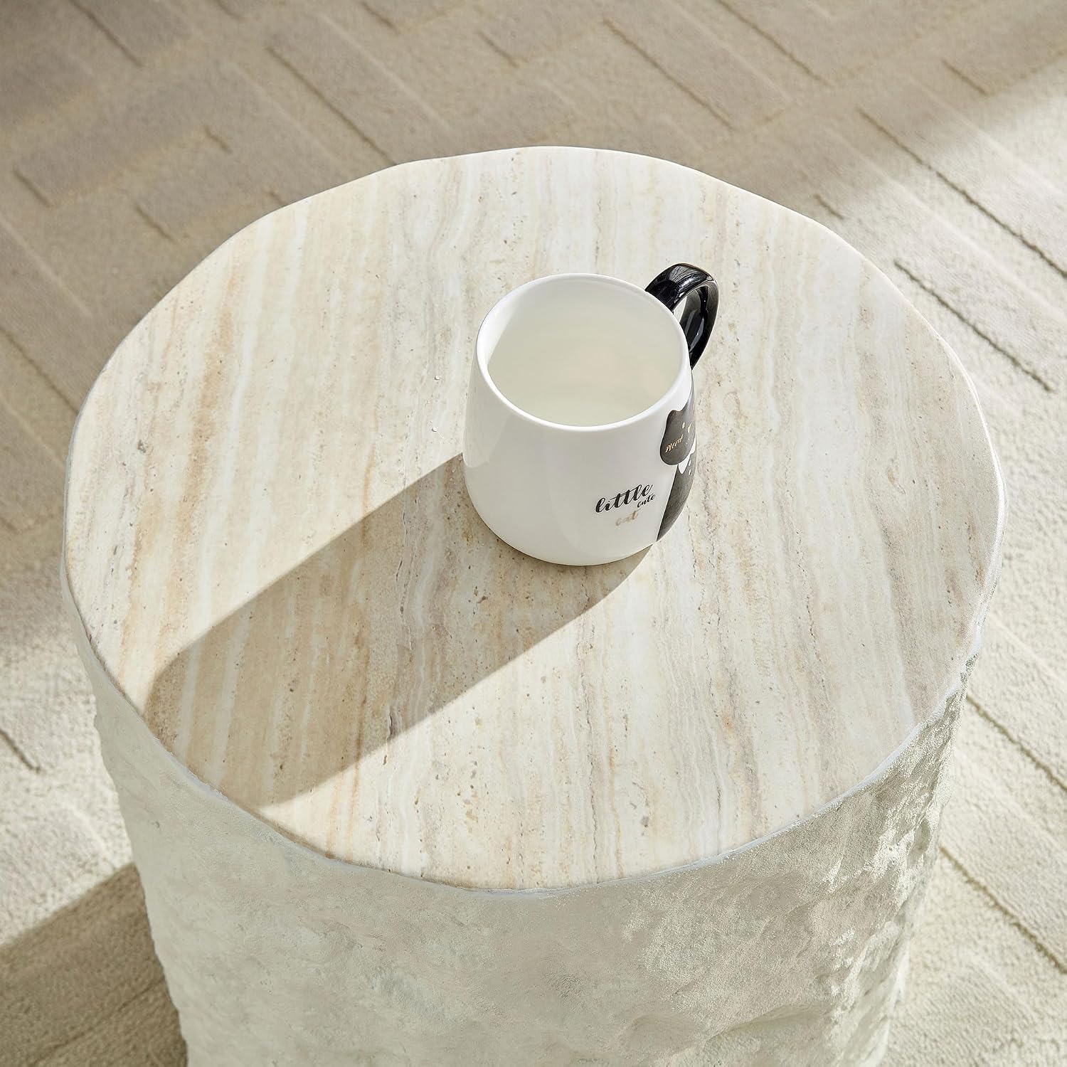 JUSTONE Round Coffee Table Set of 2,Modern Minimalist Side Tables for Living Room,Faux Marble Look，End Tables for Small Space,Home Office Decor