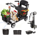 Electric Scooter for Adults & Seniors - Light Weight Mobility scooter with Auto Braking Adjustable Seat Removable Battery, Portable Foldable, 15 Mile Range, 330lb Capacity, Dual Basket, White