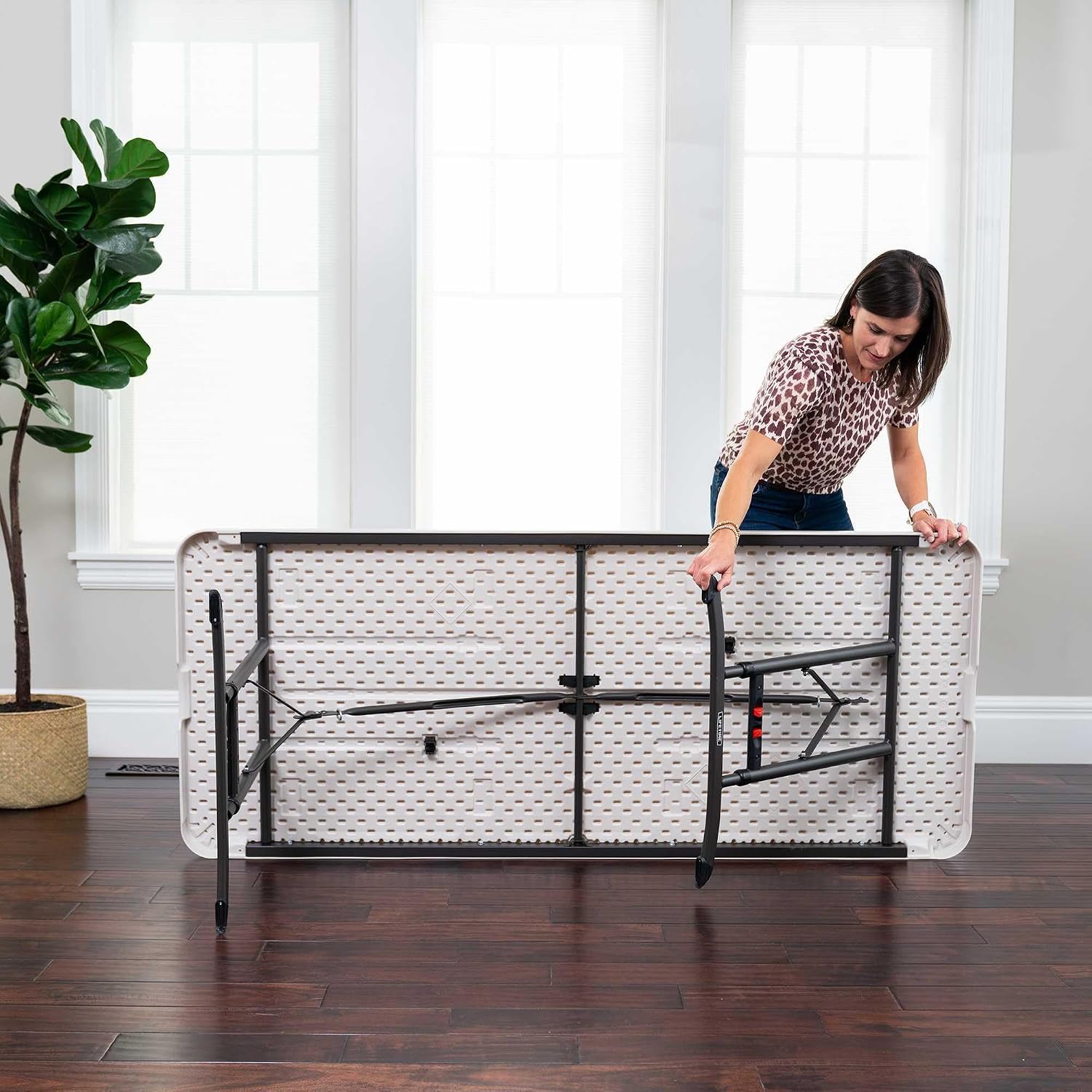 LIFETIME 6-Foot Adjustable Height Nesting Table, Commercial, Almond