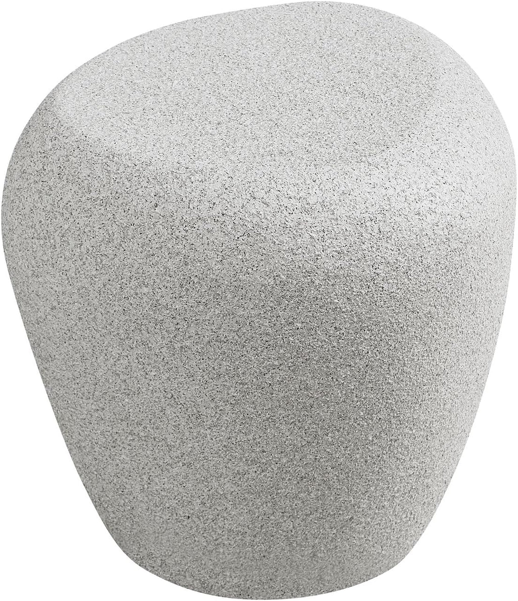 WILLIAMSPACE 19.29' End Table Travertine Side Table with Grainy Matte Rocks Pattern, Modern Circle Faux Stone Fiberglass Small Coffee Sofa Table, No Need Assembly (Beige)