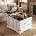 Giantex Farmhouse Lift Top Coffee Table, 31.5' Square Wood Center Table with Large Hidden Storage Compartment & Hinged Lift Top, Accent Cocktail Tea Table, Rustic Living Room Tables (Black)