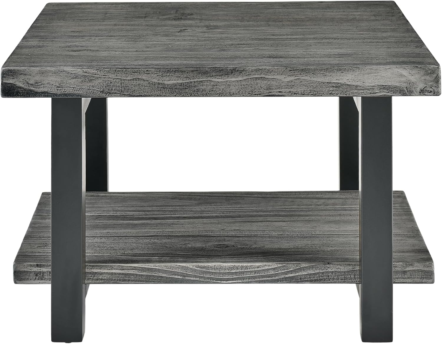 Pomona 27-Inch Square Solid Wood Coffee Table with Metal Legs – Modern Rustic Industrial Small Space Table by Alaterre Furniture (Slate Grey)