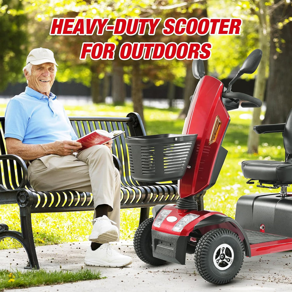 Mobility Scooters for Seniors & Adults 500 Lb Weight Foldable,Heavy Duty 4 Wheel Powered Scooter,Portable Disability Electric Wheelchair,500W Motor,52AH Battery,25 Miles Range,Rear Basket,red