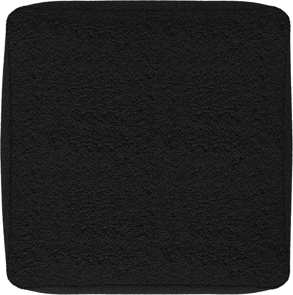 SIMPLIHOME Chantal Square Pouf - 18 inch Wide Upholstered Boucle Fabric Ottoman in Black, Contemporary Footstool, Coffee Table or Extra Seating for Living Room or Bedroom, Assembled