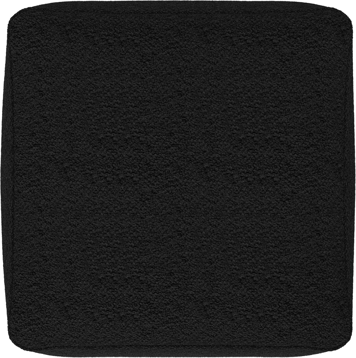 SIMPLIHOME Chantal Square Pouf - 18 inch Wide Upholstered Boucle Fabric Ottoman in Black, Contemporary Footstool, Coffee Table or Extra Seating for Living Room or Bedroom, Assembled