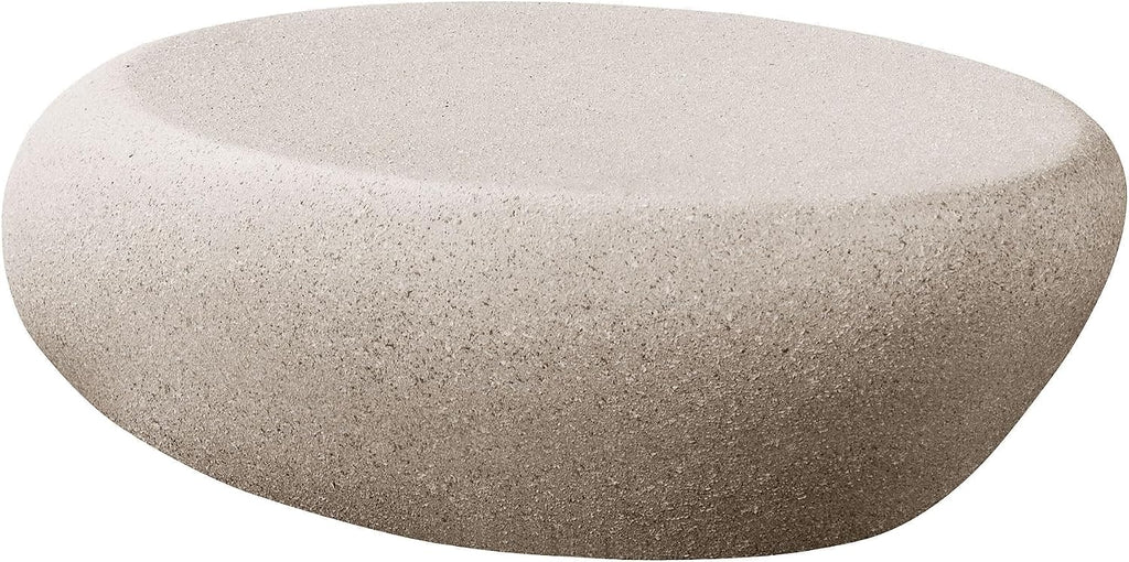 JUSTONE 43.31' Oval Coffee Table for Living Room,Curved Fiberglass Matte Center Table, Elliptical Accent Sofa Table for Apartment Office, No Assembly Required, Cream White