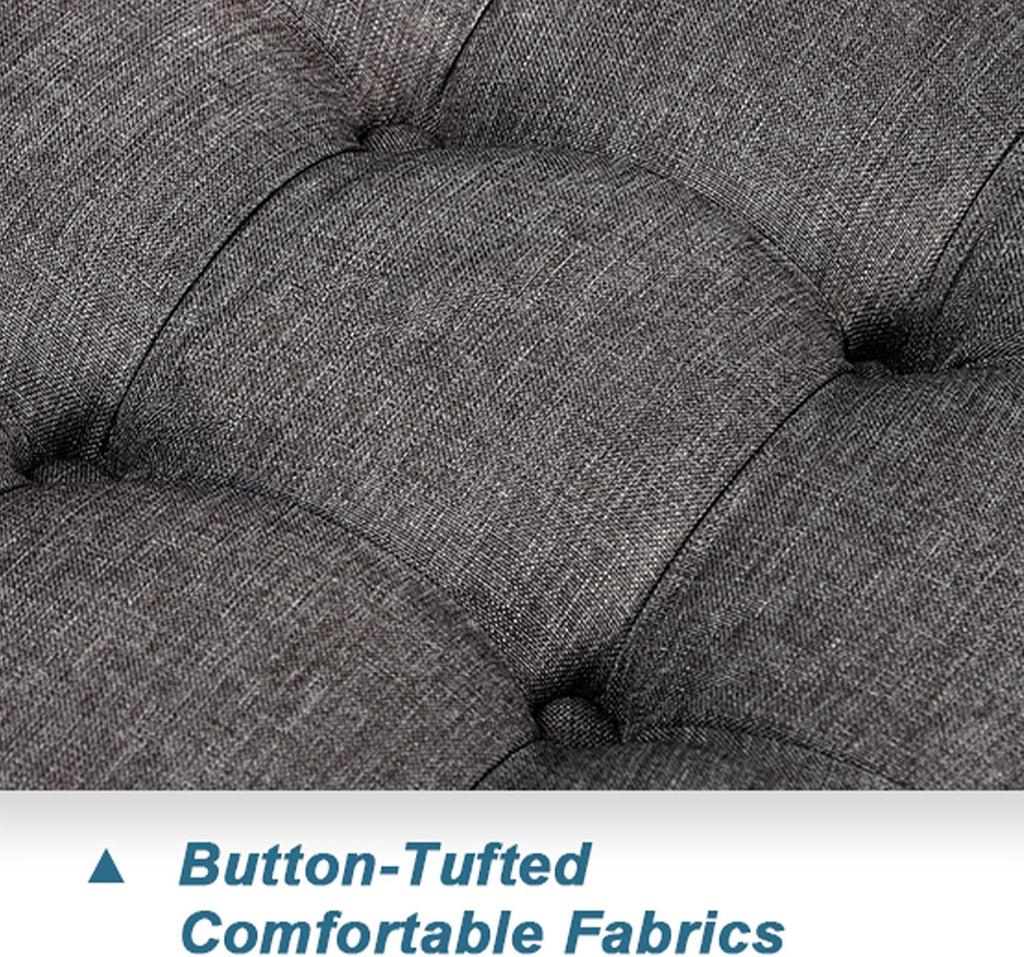 Grepatio Square Tufted Ottoman with Storage - 35.5' Large Lift-Top Storage Ottomans Upholstered Coffee Table for Living Room Bedroom (Grey)