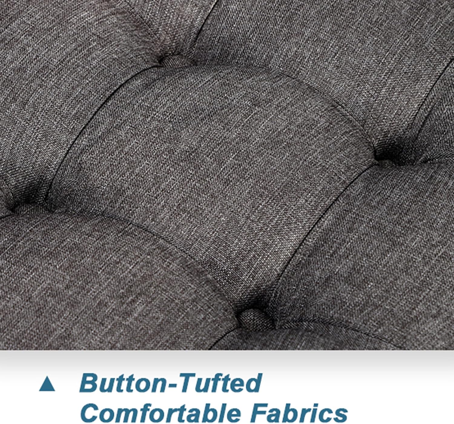 Grepatio Square Tufted Ottoman with Storage - 35.5' Large Lift-Top Storage Ottomans Upholstered Coffee Table for Living Room Bedroom (Grey)