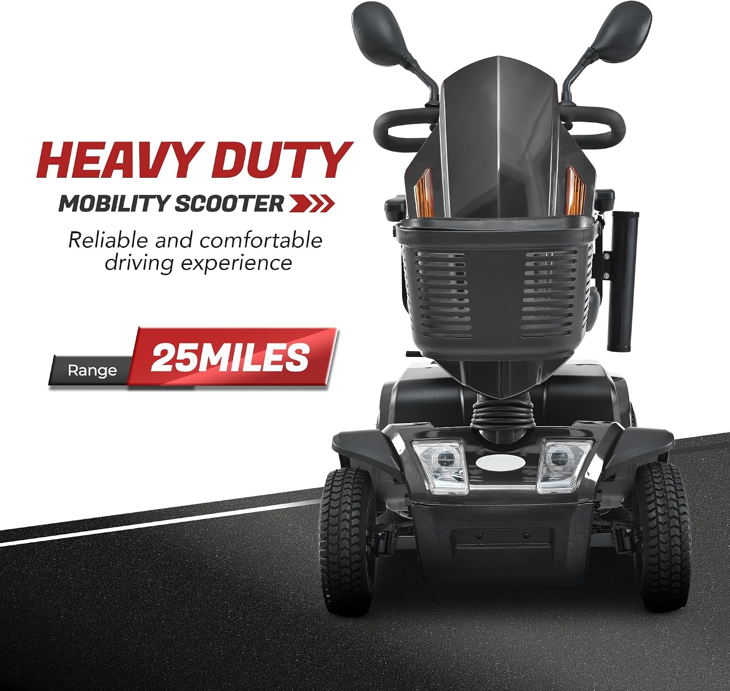 Mobility Scooters for Seniors & Adults 500 Lb Weight Foldable,Heavy Duty 4 Wheel Powered Scooter,Portable Disability Electric Wheelchair,500W Motor,52AH Battery,25 Miles Range,Rear Basket,Black