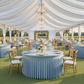 6 Pack Spandex Dusty Blue Round Tablecloths for 60in Tables, Stretchy 120inch Fitted 5FT Round Table Cloths, Wrinkle Free Table Cover with Skirt for Wedding Birthday Party Bridal Shower Banquet