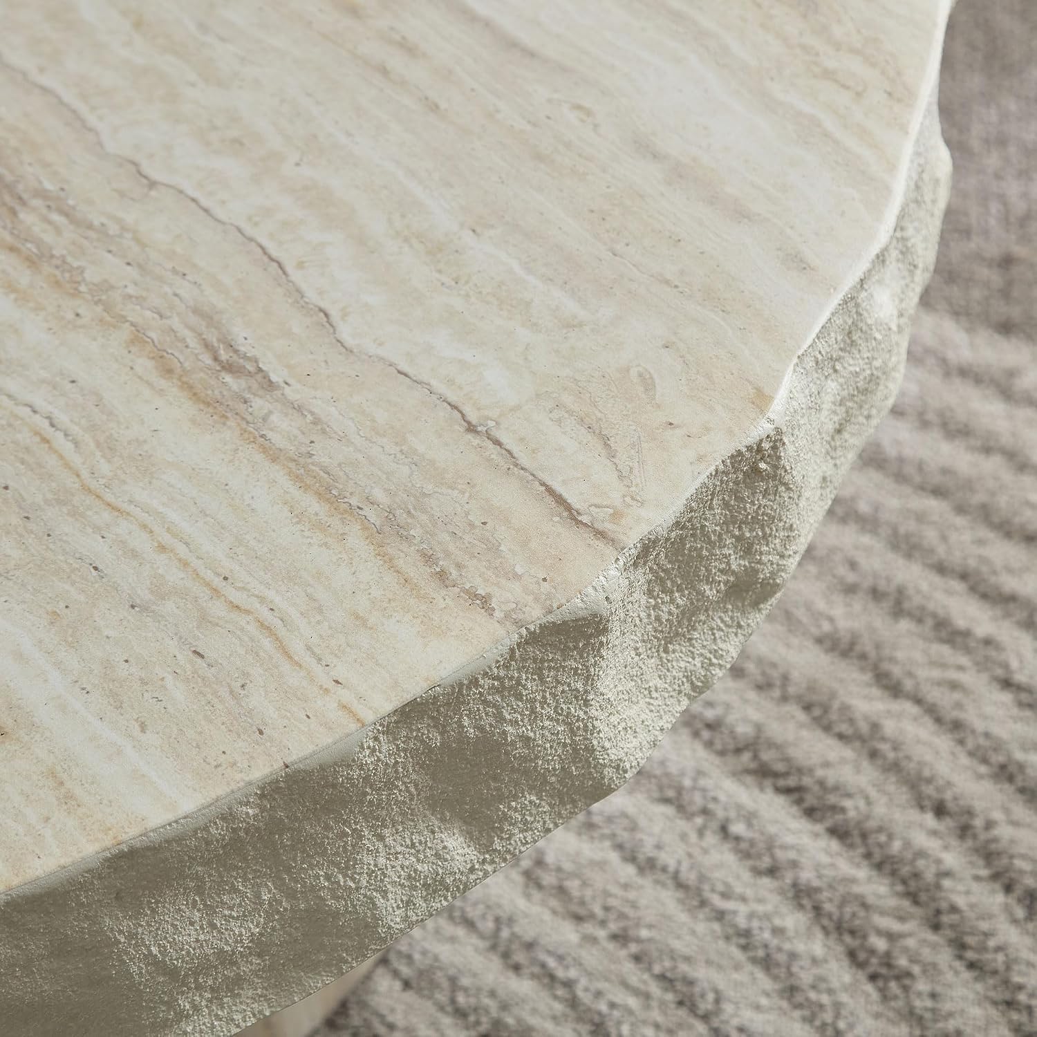 31.69' Faux Mars Textural Patterns Mordern Coffee Tables for Apartment Living Room,No Need Assembly,Beige
