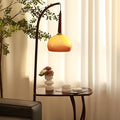 Bofea-Retro Floor Lamp for Living Room,Mid Century Tall Lamps with Tea Table,Fishing Standing Lamp with Mushroom Glass Lampshade,Table Tall Pole Talling Light for Bedroom,Office,Apartment.(A Model)