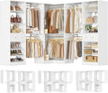 Armocity Closet System Set of 3 - Corner Closet Organizer System with 2 Drawers/16 Shelves/6 Hanging Rods, 151.1' L-Shaped Walk-In Wardrobe Organizer, 2800+ lbs Capacity, White
