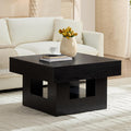 OKYCI Modern Coffee Table for Living Room, Wood Living Room Table with Sturdy Wooden Legs, Easy Assembly, 31.5' W x 31.5' D, Black