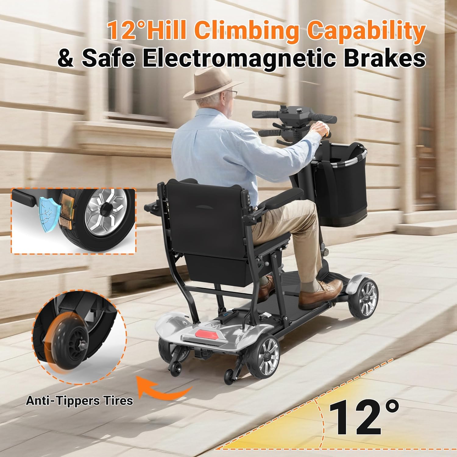 Mobility Scooter for Adults, 4 Wheel Motorized Mobility Scooter w/Portable Aluminium Frame, 350LBS Capacity & Lithium Battery, 15Miles Electric Powered Mobility for Outdoor (Silver, 15 MI)