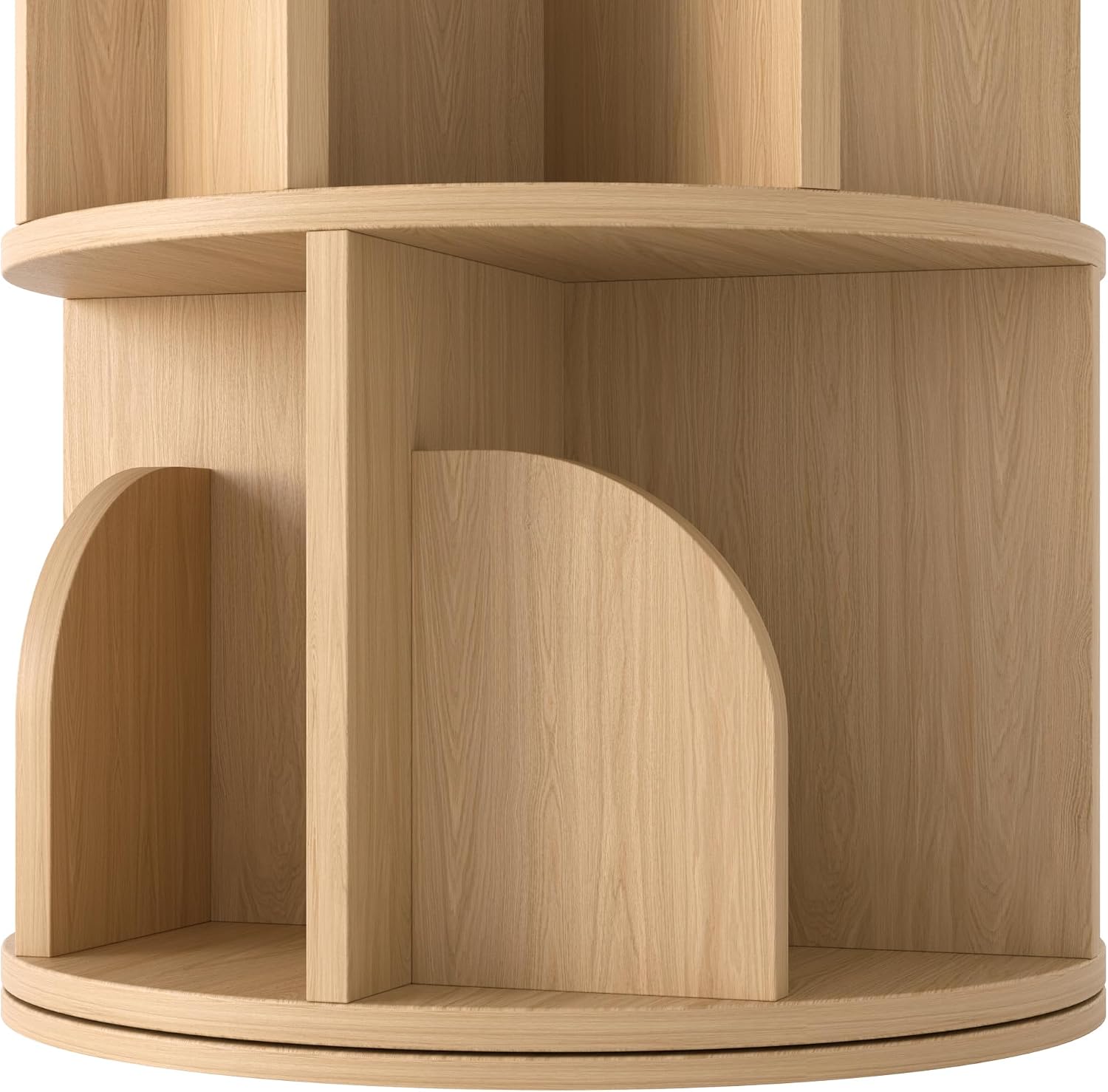 YOWOS Rotating Bookshelf, Small Corner Bookshelf for Small Space, 360 Display Floor Standing Bookcase Storage Rack, Wood Narrow Book Shelf Organizer for Bedroom, Living Room (Wood, 4 Tiers)