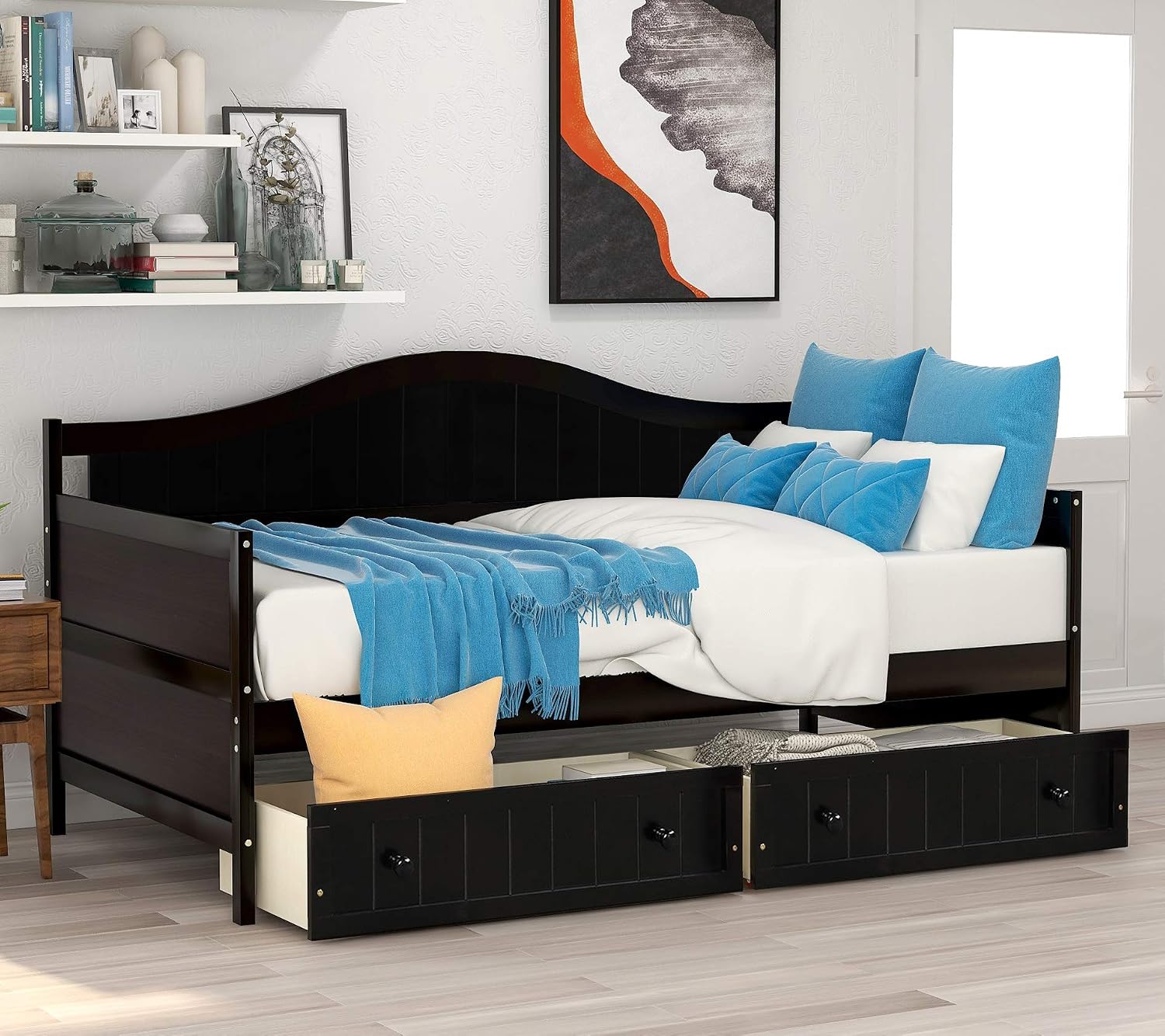 Harper & Bright Designs Wood Daybed with Storage Drawers, Twin Daybed Sofa Bed Frame for Bedroom, Guest Room, Living Room