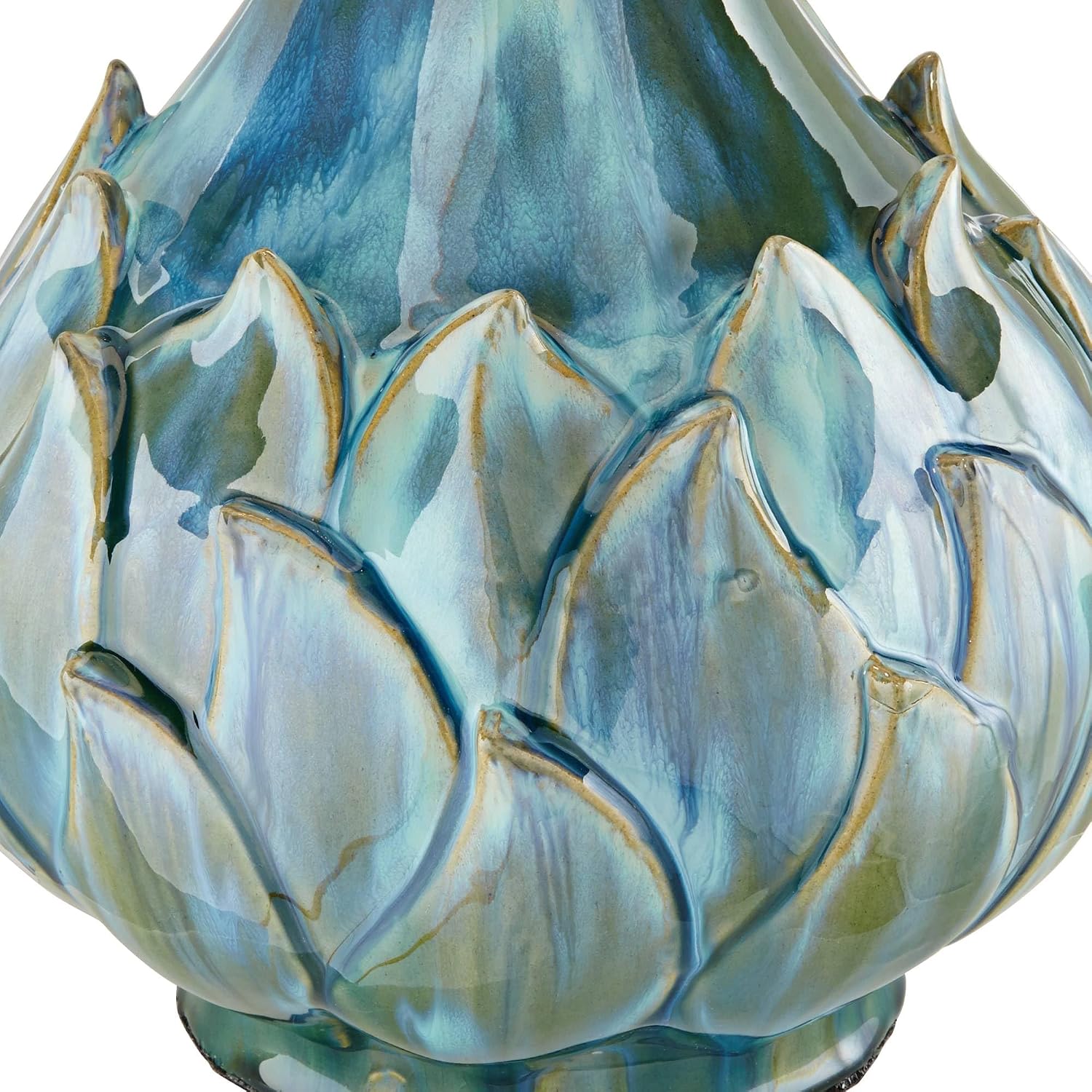 Possini Euro Design Kenya Modern Tropical 3-Way Table Lamp with Dimmer 29 1/2' Tall Blue Green Glaze Ceramic Beige Linen Drum Shade for Bedroom Living Room House Home Bedside Nightstand Office