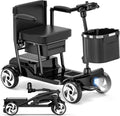 Mobility Scooters, Lightweight Electric Scooters for Seniors&Adults | 49lb Aluminum Frame with Removable Battery, Foldable Motorized Scooters for Trips, Shopping, Daily Use, Lacquer Black, 10 Ah