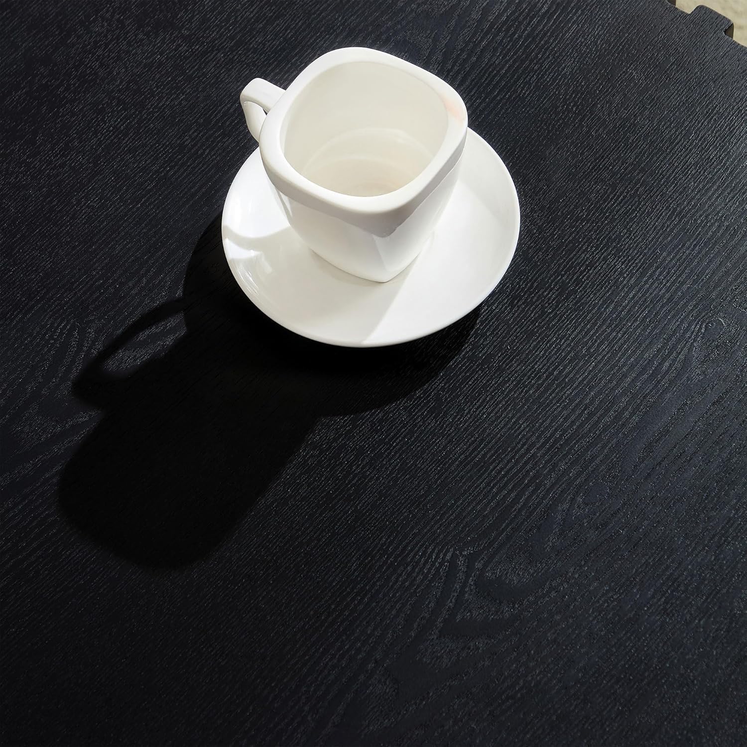 35.43'' Square Coffee Table for Living Room Fluted Coffee Table Modern Center Table with Pedestal for Apartment Black