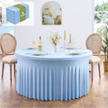 leegleri 6 Pack Baby Blue Spandex Round Tablecloths for 60 inch Table, Stretchy 120inch Fitted 5FT Round Table Cloths, Wrinkle Free Table Cover with Skirt for Wedding Party Dining Banquet