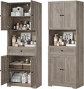 Tall Bathroom Storage Cabinets with Drawer, Farmhouse Linen Cabinet with Doors & Shelves, 67' Tall Storage Cabinet Freestanding for Bathroom, Dining Room, Kitchen, Pantry, Laundry, Narrow Corner,Brown