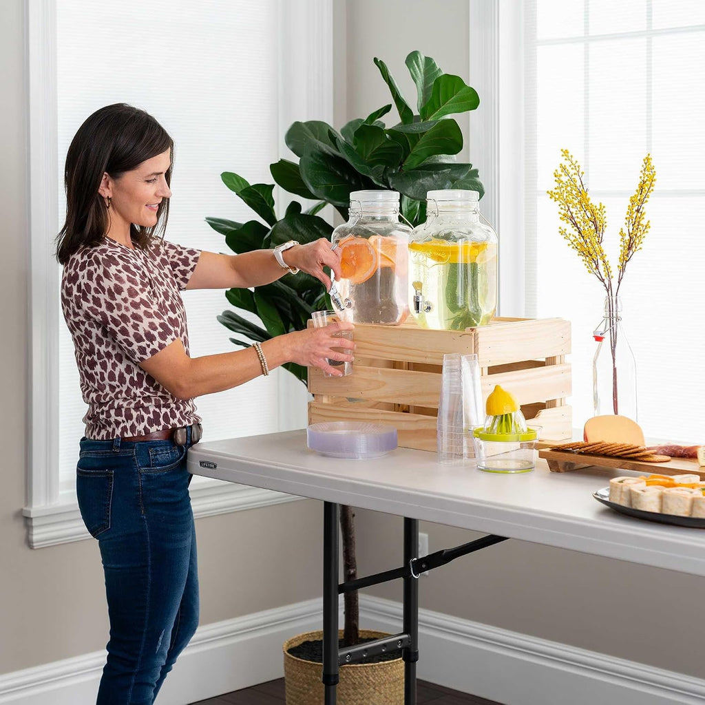 LIFETIME 6-Foot Adjustable Height Nesting Table, Commercial, Almond