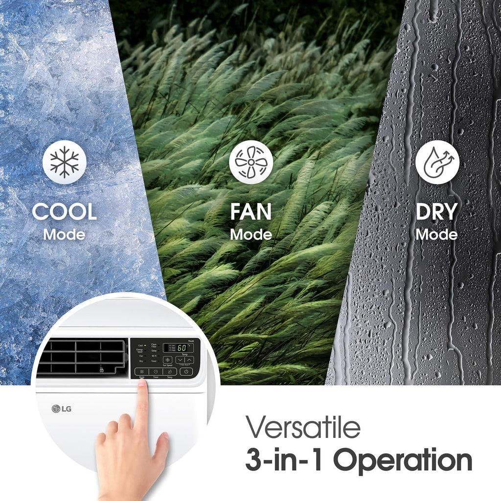 LG 8,000 BTU Dual Inverter Smart Window Air Conditioner, 115V, Cools 340 Sq. Ft. for Bedroom, Living Room, Apartment, Quiet, Energy Star, works with LG ThinQ, Amazon Alexa and Hey Google, White