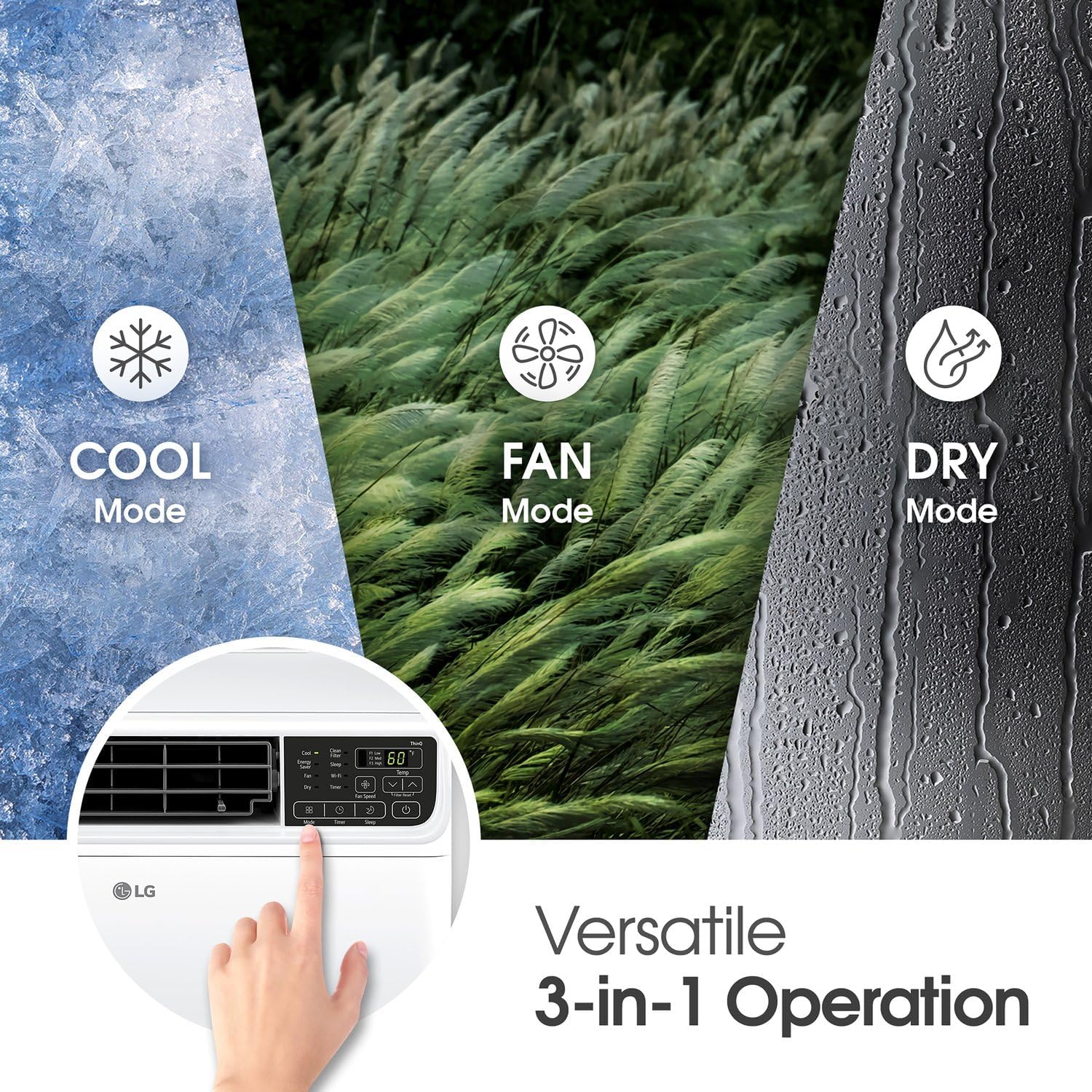 LG 8,000 BTU Dual Inverter Smart Window Air Conditioner, 115V, Cools 340 Sq. Ft. for Bedroom, Living Room, Apartment, Quiet, Energy Star, works with LG ThinQ, Amazon Alexa and Hey Google, White