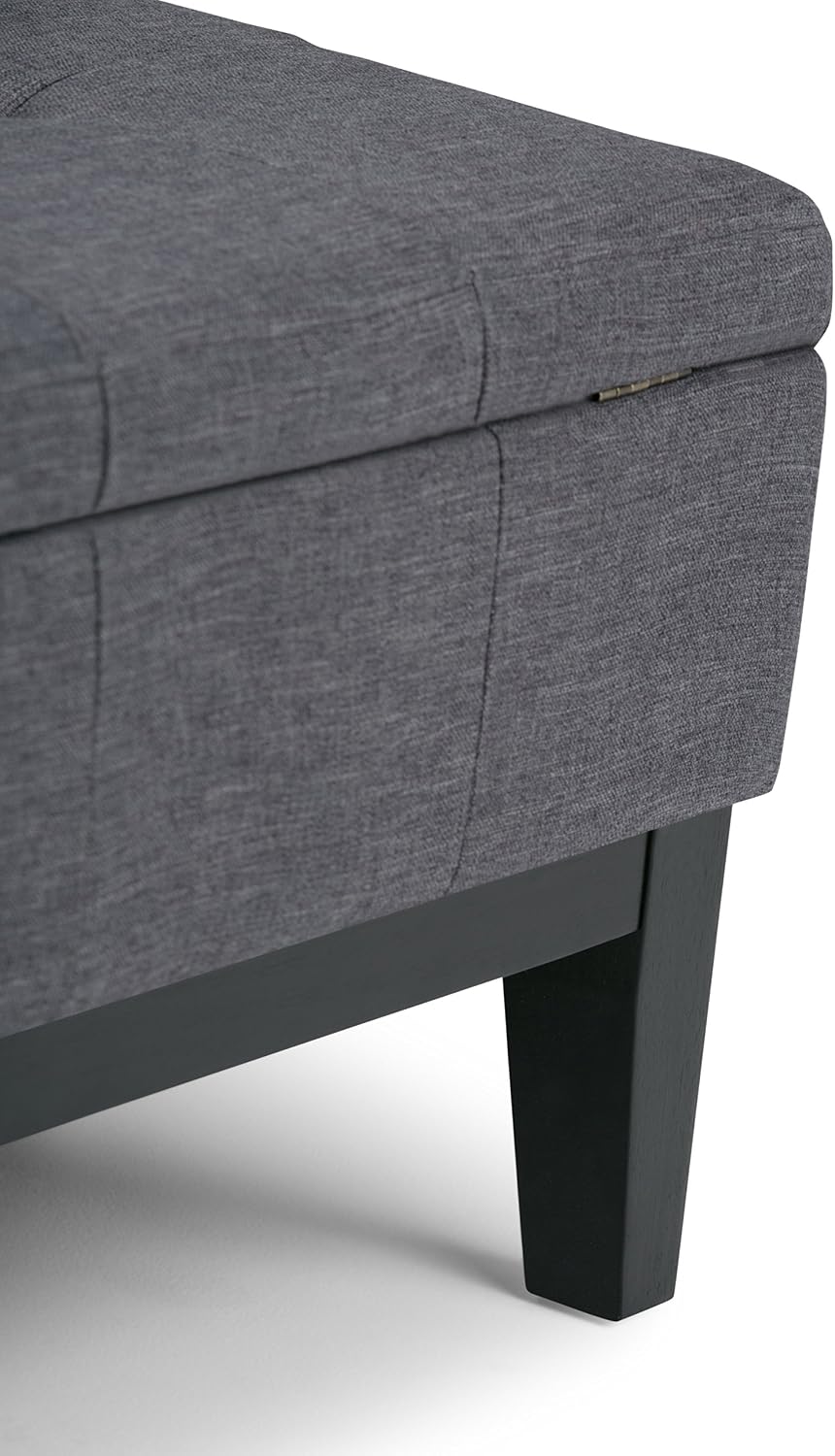 SIMPLIHOME Dover 36 inch Wide Contemporary Square Coffee Table Storage Ottoman in Slate Grey Linen Look Fabric, Assembled, For the Living Room and Bedroom
