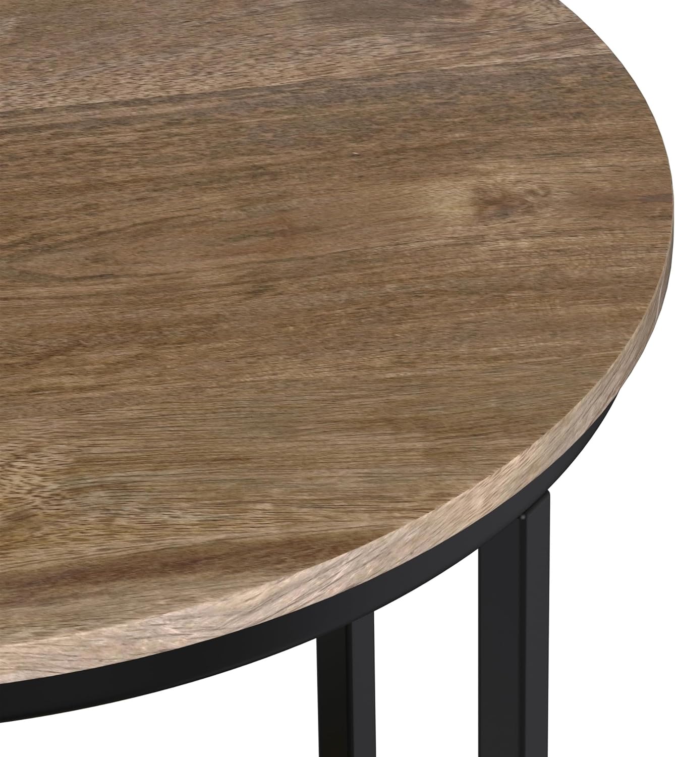 Small Round End Table for Living Room, Bed Side Table, Narrow Nightstand with Storage Shelf for Bedroom, Unique Rustic Telephone Table for Sofa Side, Distressed Brown Corner Table for Sofa Side