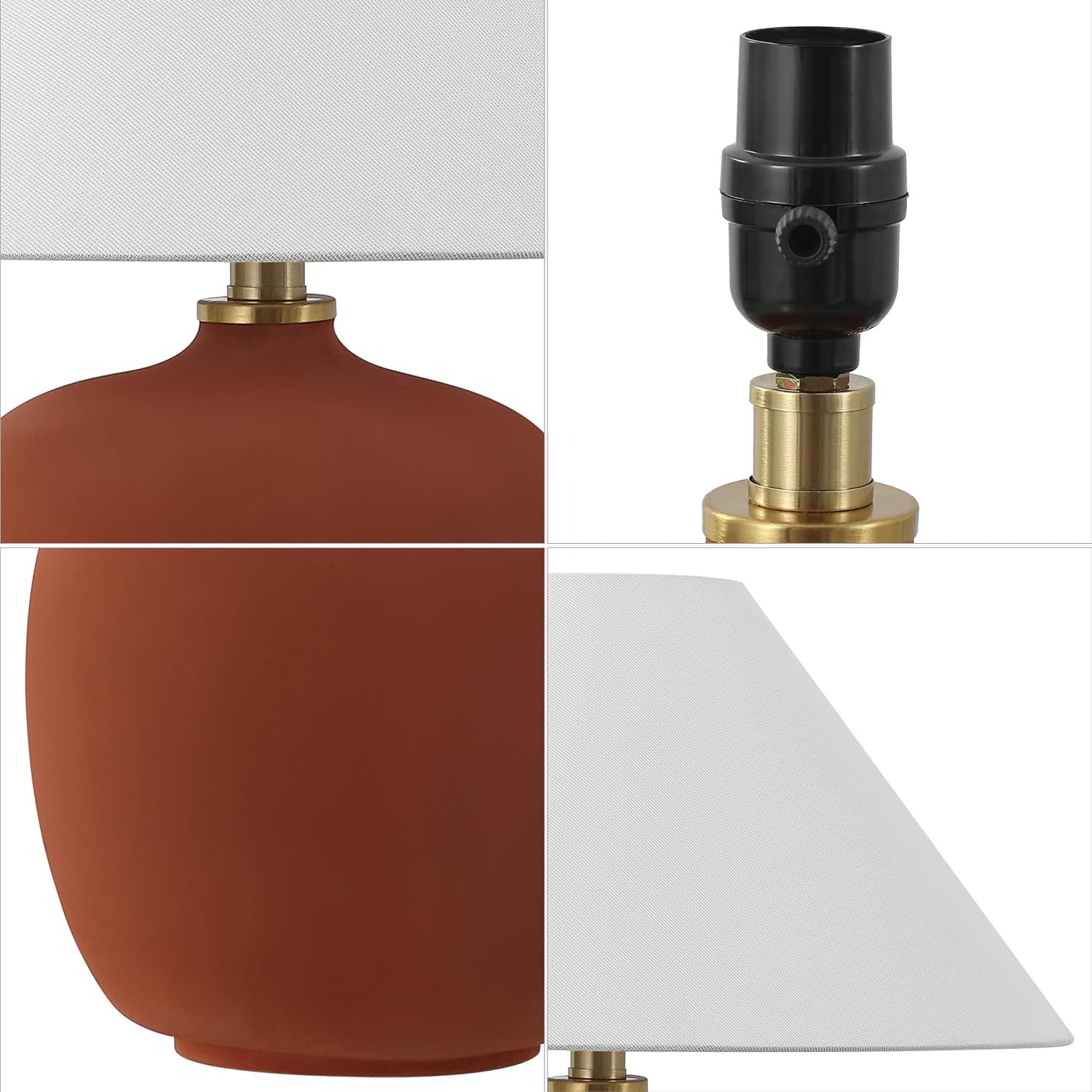 JONATHAN Y 18.25' Matte Wine Red Minimalist Table Lamps Set of 2 for Bedroom, White Linen Shade, Modern Scandinavian Bedside Lamps for Living Room Nightstand, LED Bulbs Included (JYL5600C-SET2)