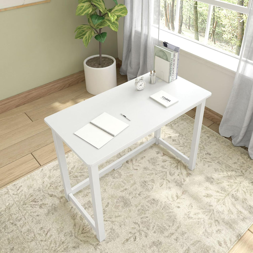 Plank+Beam Writing Desk, Simple Desk for Bedroom, Home Office Study Desk, 39 Inch, White